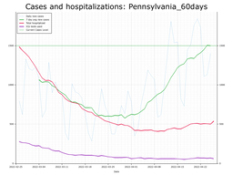 Allegheny County 60 day Cases, Hospitalizations graph