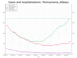 Allegheny County 60 day Cases, Hospitalizations graph