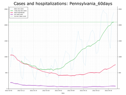 Allegheny County 60 day Cases, Hospitalizations graph