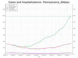 Allegheny County 60 day Cases, Hospitalizations graph