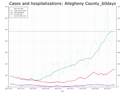 Allegheny County 60 day Cases, Hospitalizations graph