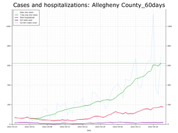 Allegheny County 60 day Cases, Hospitalizations graph