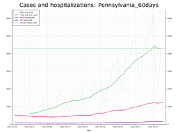 Allegheny County 60 day Cases, Hospitalizations graph