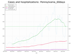 Allegheny County 60 day Cases, Hospitalizations graph