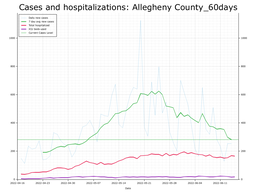 Allegheny County 60 day Cases, Hospitalizations graph