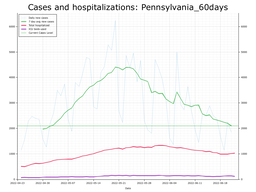 Allegheny County 60 day Cases, Hospitalizations graph