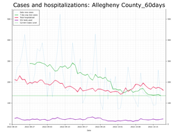 Allegheny County 60 day Cases, Hospitalizations graph