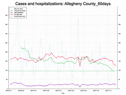 Allegheny County 60 day Cases, Hospitalizations graph